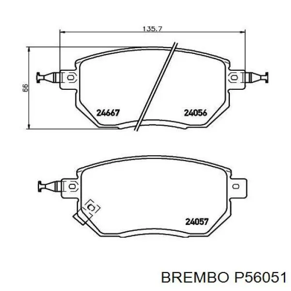 Купити P56051 Brembo Колодки гальмівні передні, дискові