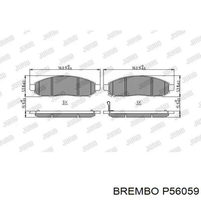 Купити P56059 Brembo Колодки гальмівні передні, дискові