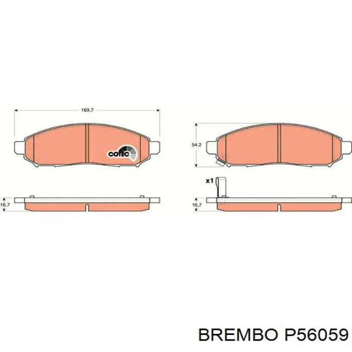 P56059 Brembo колодки гальмівні передні, дискові