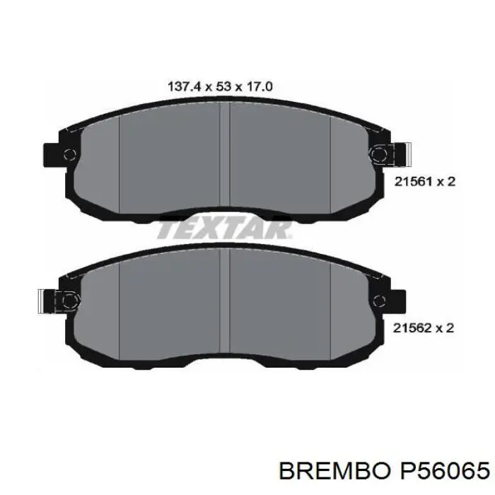 P56065 Brembo колодки гальмівні передні, дискові