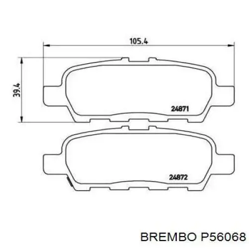 Задні гальмівні колодки Brembo P56068 ціна, від 29.92 USD