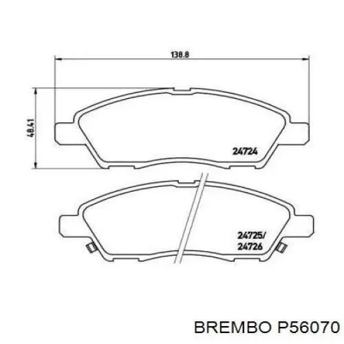 Гальмівні колодки Brembo P56070 ціна, від 29.55 USD