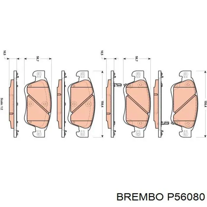 Колодки гальмівні передні, дискові P56080 Brembo