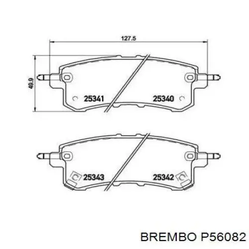 Задні гальмівні колодки Brembo P56082 ціна, від 42.35 USD