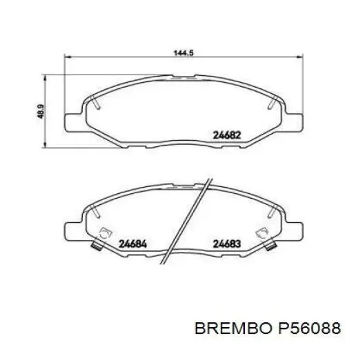 Купити P56088 Brembo Колодки гальмівні передні, дискові