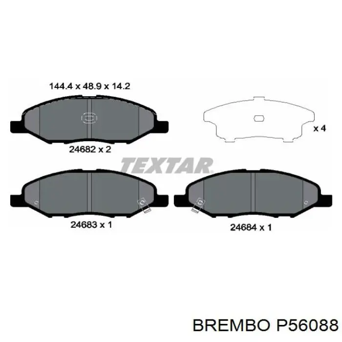 P56088 Brembo колодки гальмівні передні, дискові