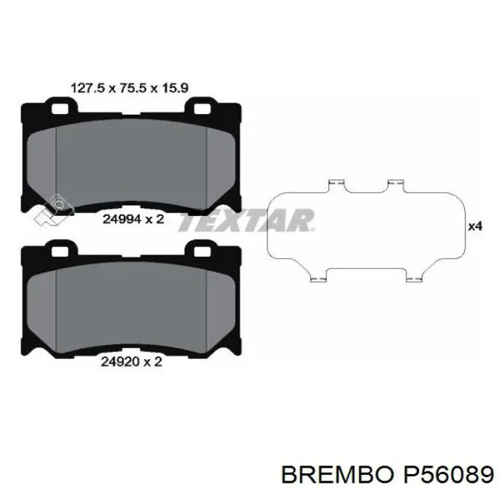 P56089 Brembo колодки гальмівні передні, дискові