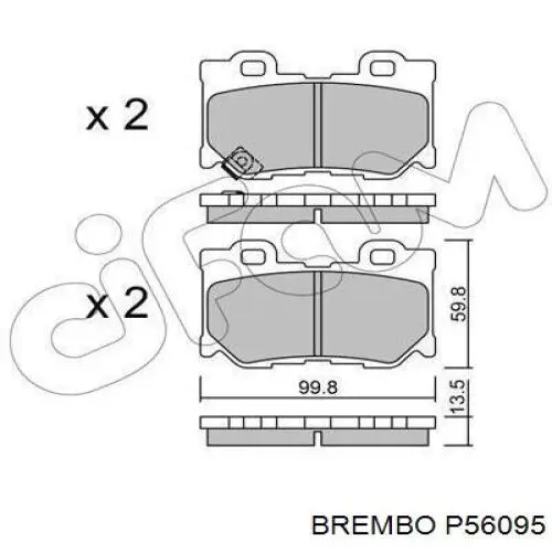 Задні гальмівні колодки Brembo P56095 ціна, від 29.85 USD