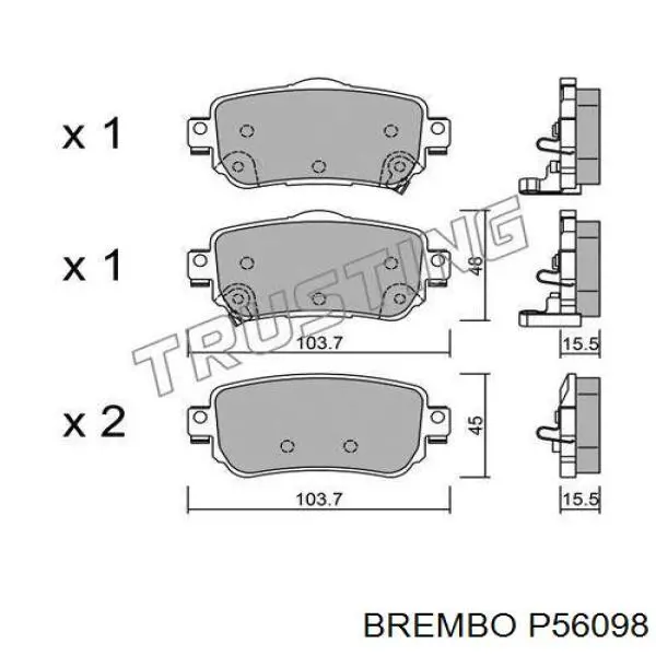 Задні гальмівні колодки P56098 Brembo