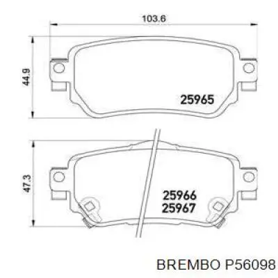 P56098 Brembo Колодки гальмівні задні, дискові