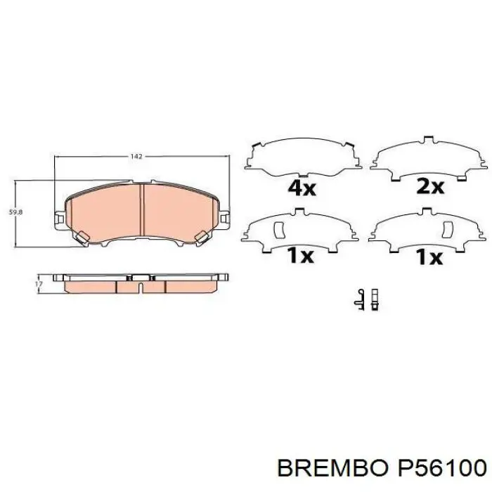 Купити P56100 Brembo Колодки гальмівні передні, дискові