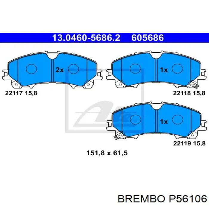 Передні тормозні колодки P56106 Brembo