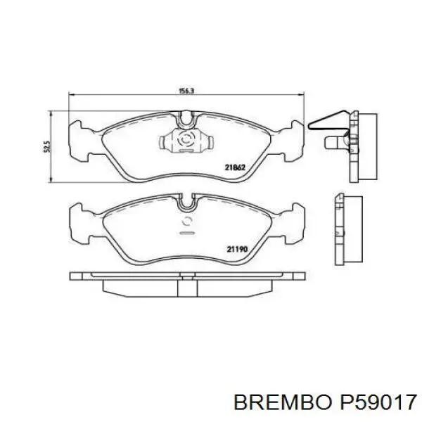 P59017 Brembo колодки гальмівні передні, дискові
