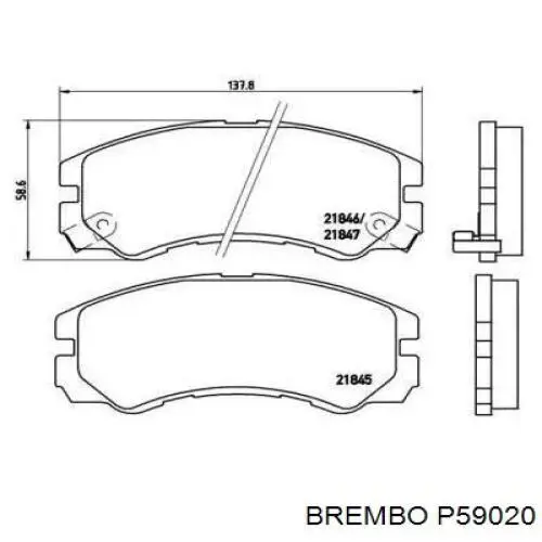 Колодки гальмівні передні, дискові P59020 Brembo