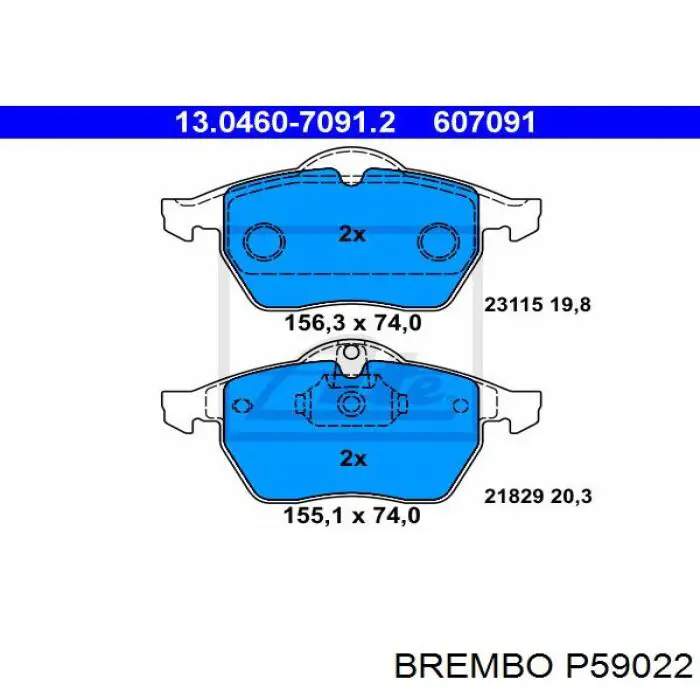 P59022 Brembo колодки гальмівні передні, дискові