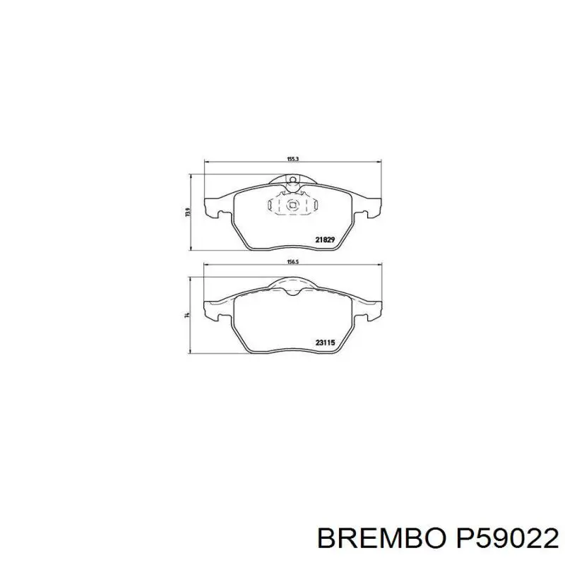 Купити P59022 Brembo Колодки гальмівні передні, дискові