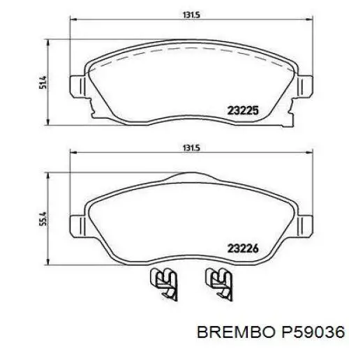 P59036 Brembo колодки гальмівні передні, дискові