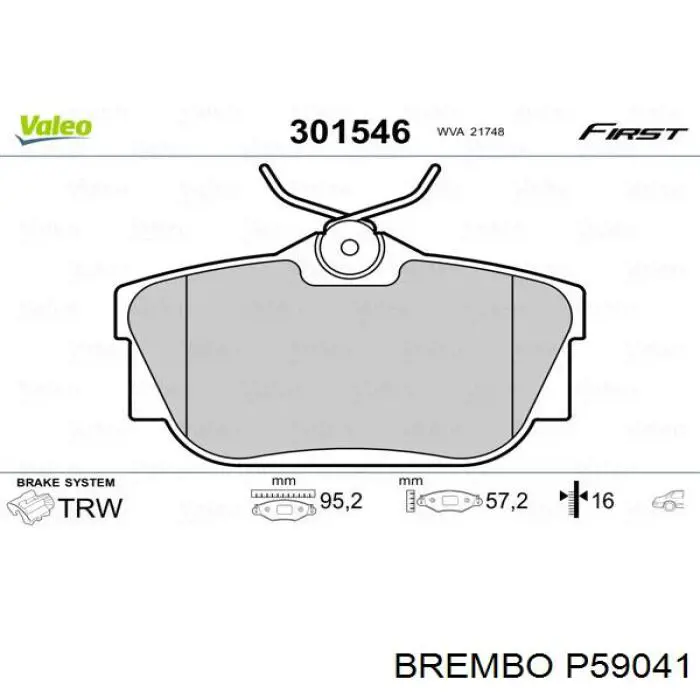 Задні гальмівні колодки Brembo P59041 ціна, від 28.05 USD