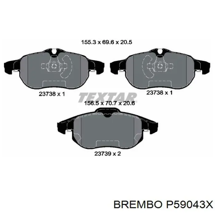 Купити P59043X Brembo Колодки гальмівні передні, дискові