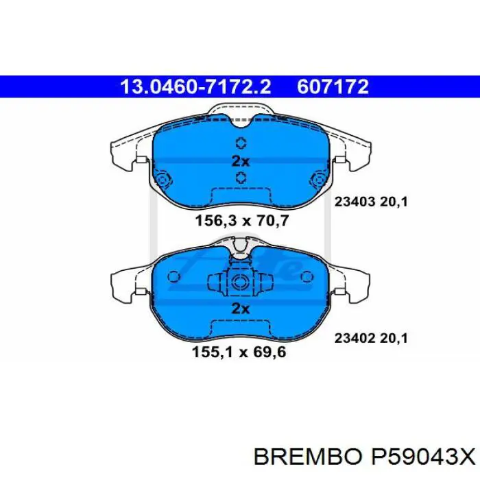 Передні тормозні колодки P59043X Brembo