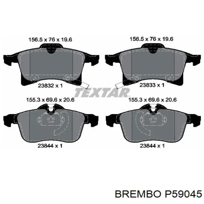 Купити P59045 Brembo Колодки гальмівні передні, дискові