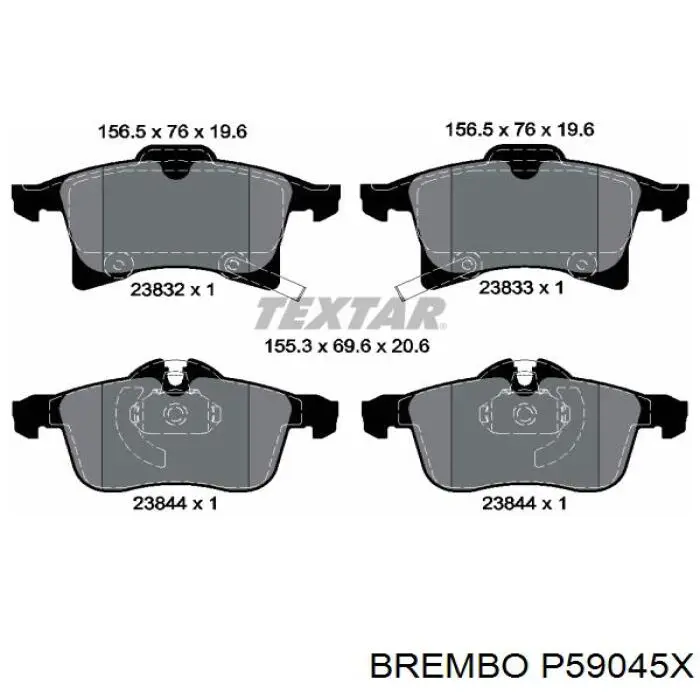 Купити P59045X Brembo Колодки гальмівні передні, дискові