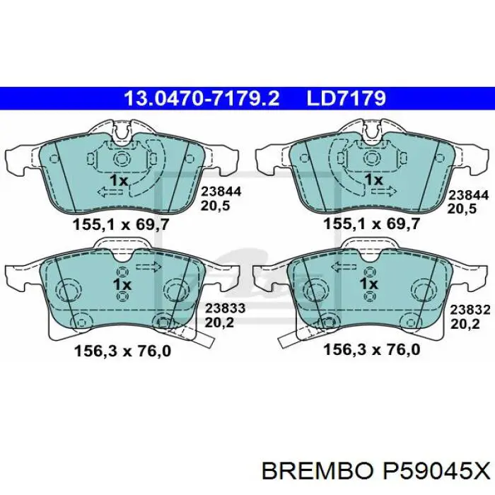 Передні тормозні колодки P59045X Brembo
