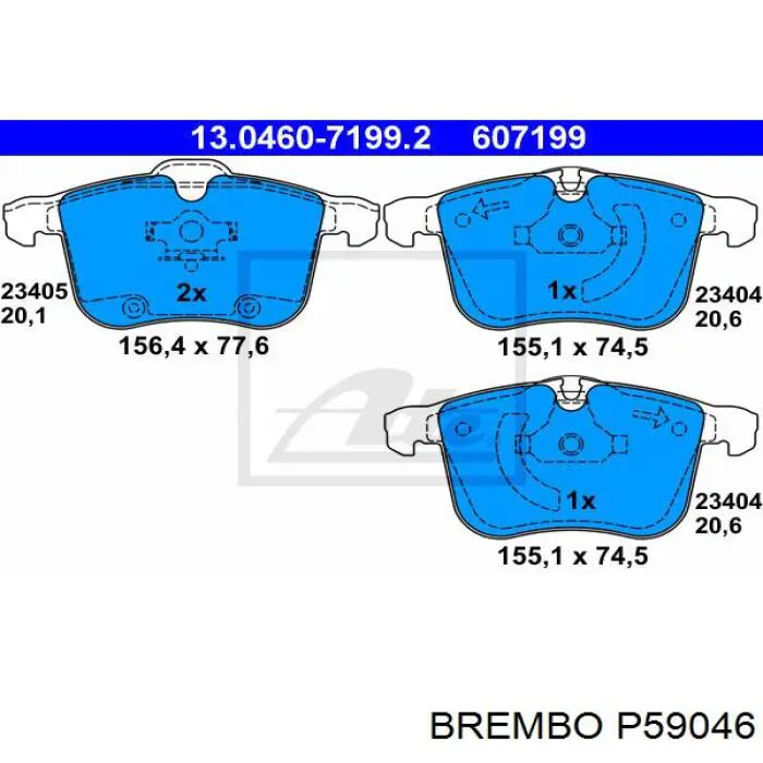 P59046 Brembo колодки гальмівні передні, дискові