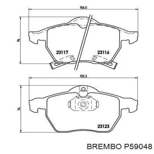 P59048 Brembo колодки гальмівні передні, дискові