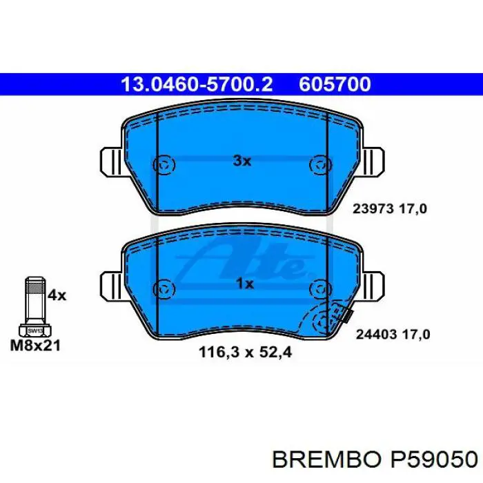 Тормозні колодки Brembo P59050