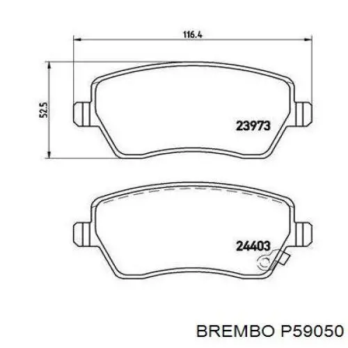 Гальмівні колодки Brembo P59050 ціна, від 23.77 USD