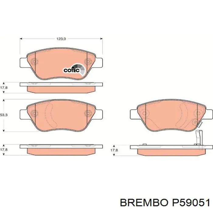 Передні тормозні колодки P59051 Brembo