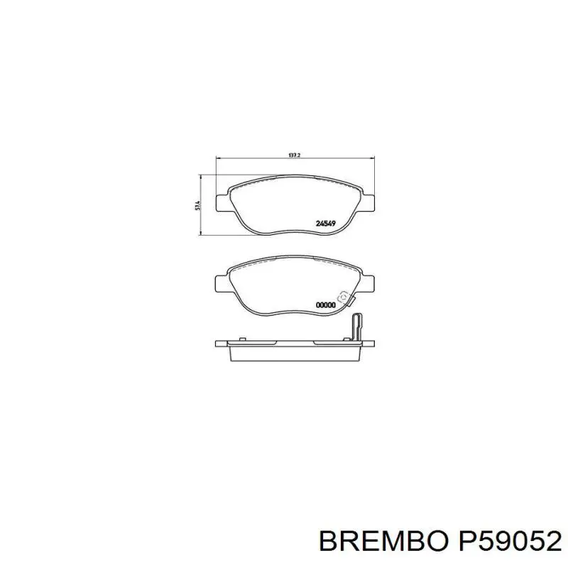 P59052 Brembo колодки гальмівні передні, дискові