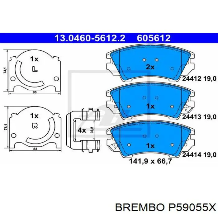 P59055X Brembo Передні гальмівні колодки