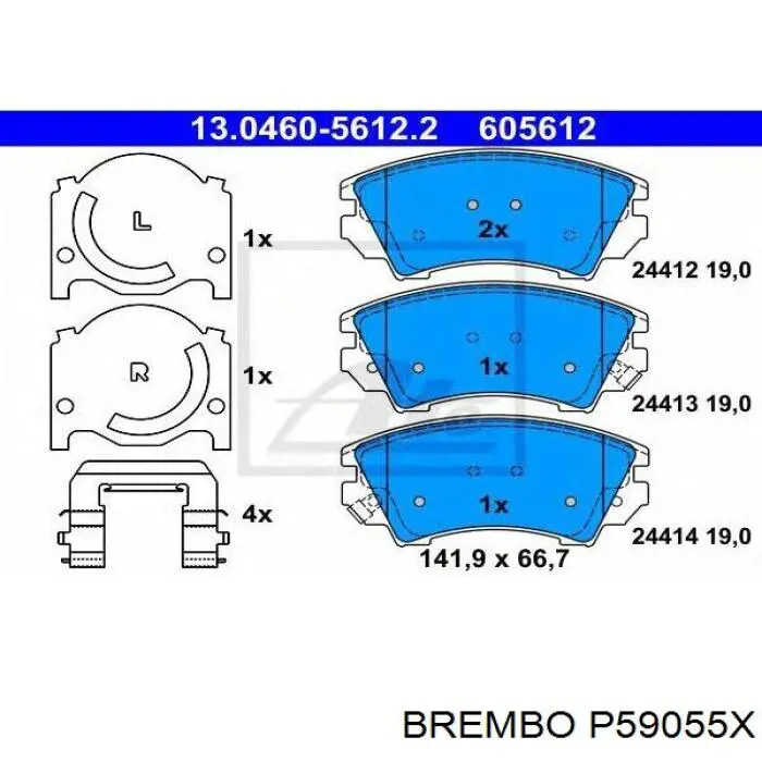 Передні тормозні колодки P59055X Brembo