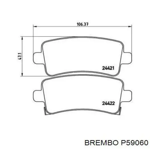 Задні дискові колодки Brembo P59060