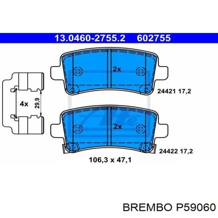 Задні гальмівні колодки Brembo P59060 ціна, від 23.98 USD