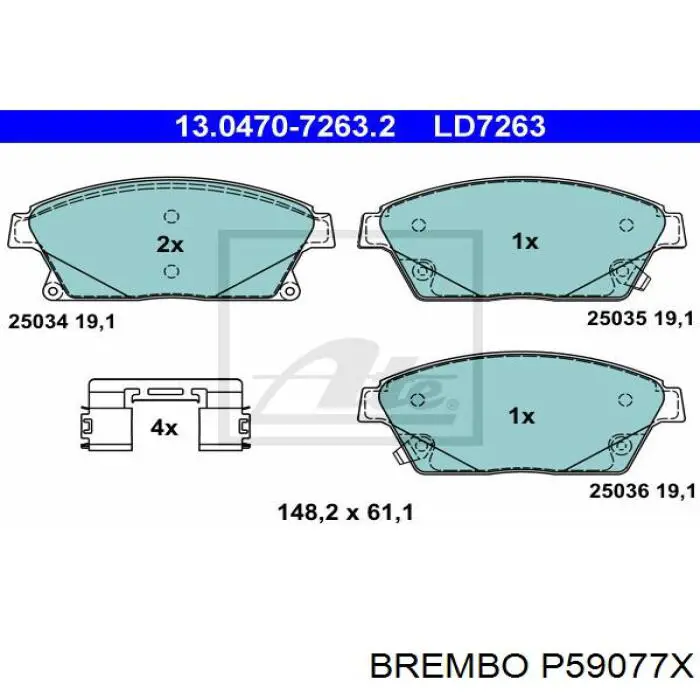 Гальмівні колодки Brembo P59077X ціна, від 26.66 USD