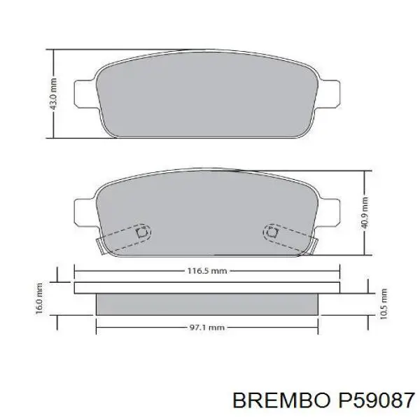 Задні гальмівні колодки P59087 Brembo