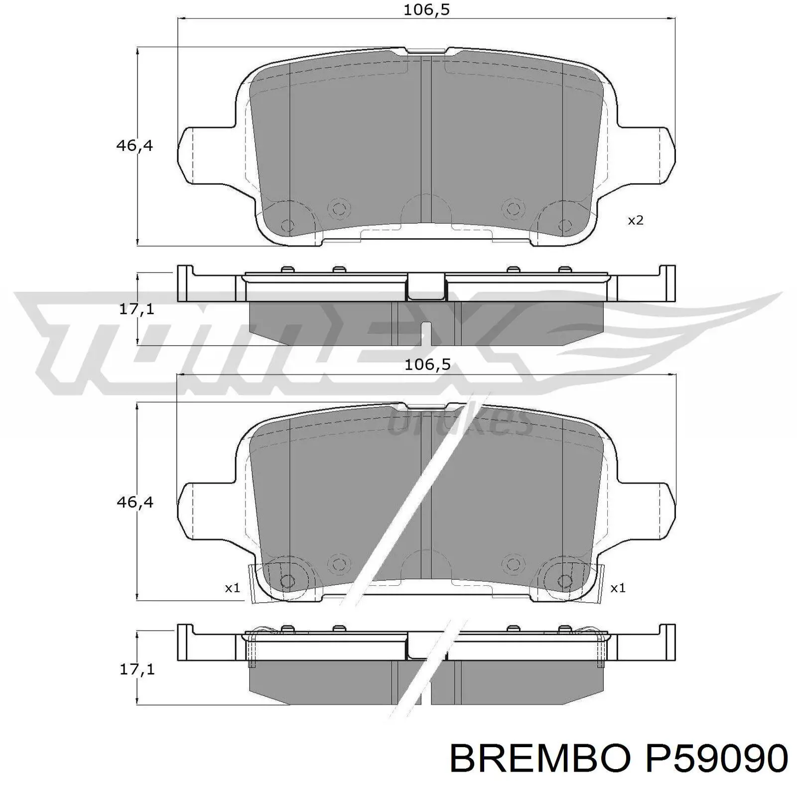 Купити P59090 Brembo Задні колодки