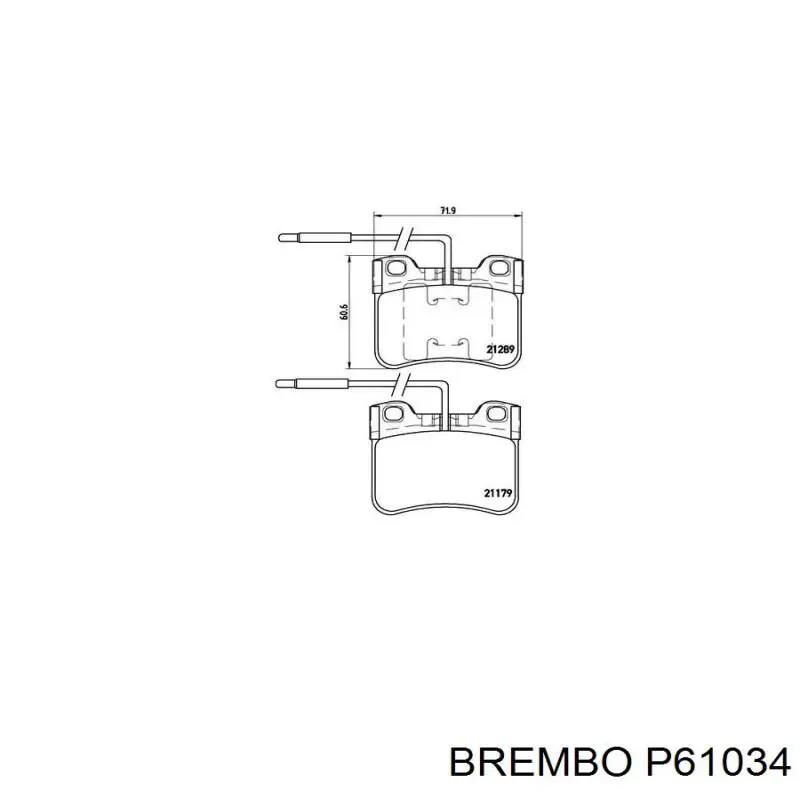 Колодки гальмівні передні, дискові P61034 Brembo