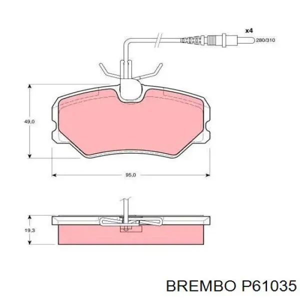 Купити P61035 Brembo Колодки гальмівні передні, дискові
