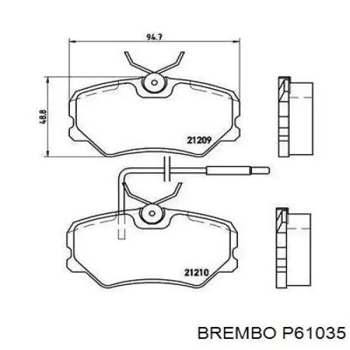 Гальмівні колодки Brembo P61035 ціна, від 14.43 USD