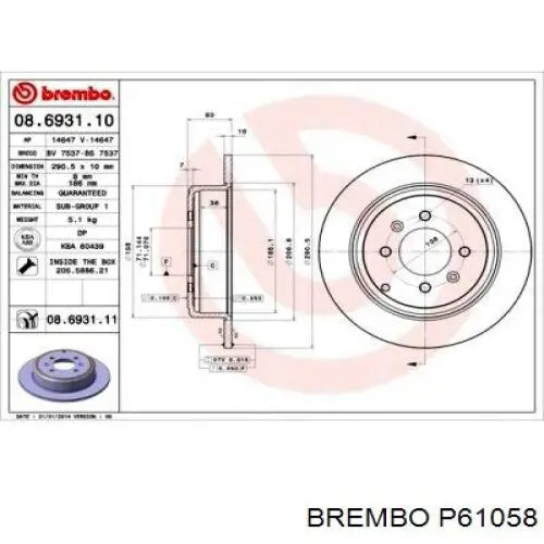 Задні дискові колодки Brembo P61058
