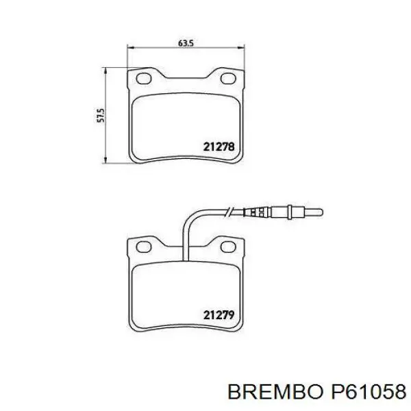 P61058 Brembo Колодки гальмівні задні, дискові