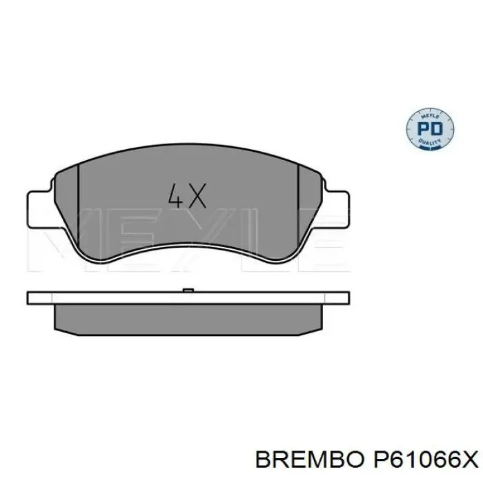 Купити P61066X Brembo Колодки гальмівні передні, дискові