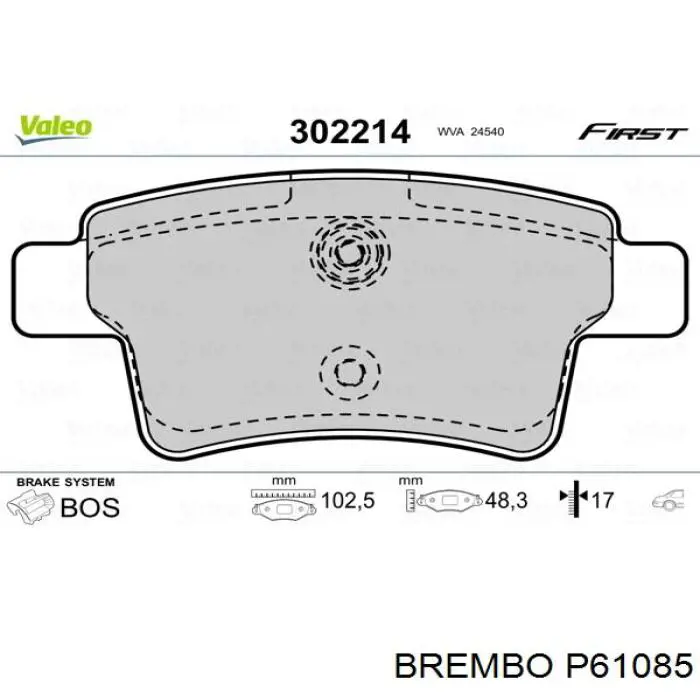 Задні гальмівні колодки Brembo P61085 ціна, від 25.34 USD