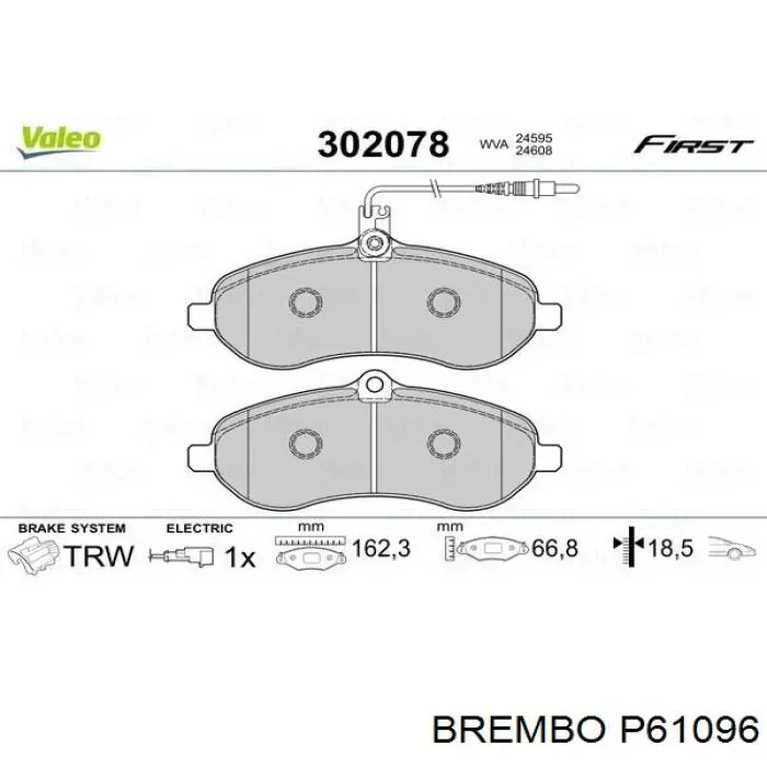 Тормозні колодки Brembo P61096
