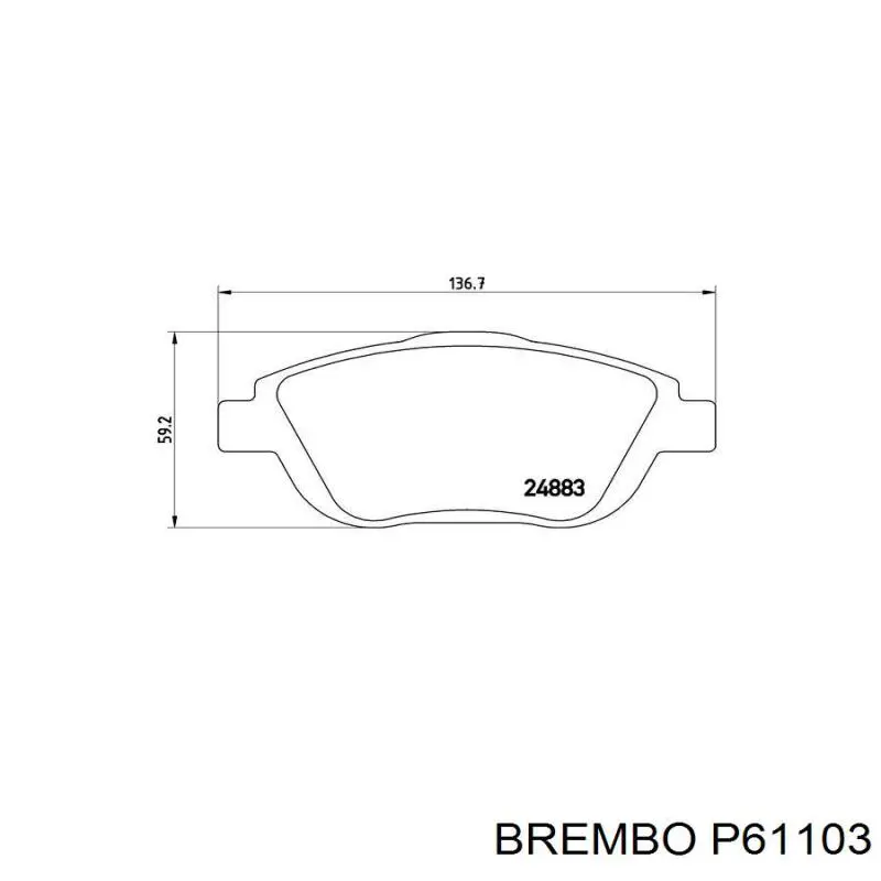 Купити P61103 Brembo Колодки гальмівні передні, дискові