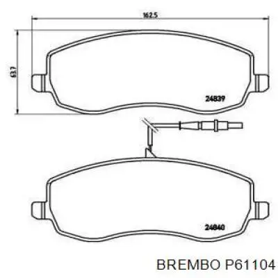 P61104 Brembo колодки гальмівні передні, дискові